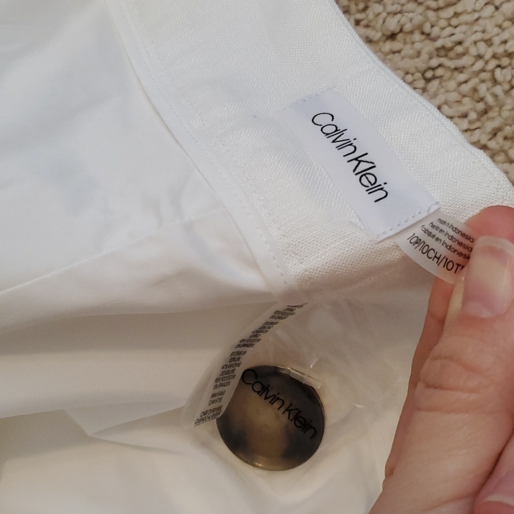 NWT CALVIN KLEIN linen White pants - Picture 10 of 10